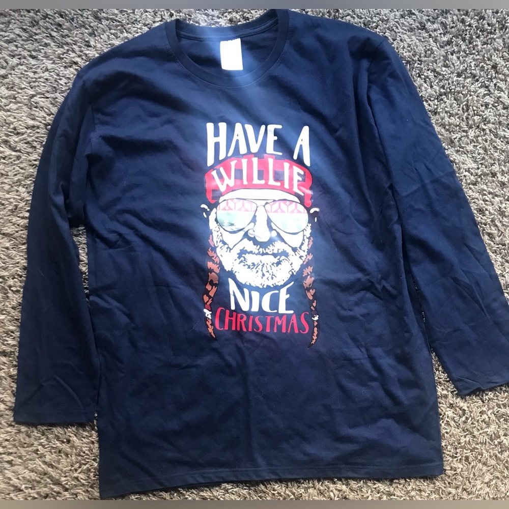 Have a Willie Nice Christmas Graphic Navy Women's Tee - Picture 2 of 3